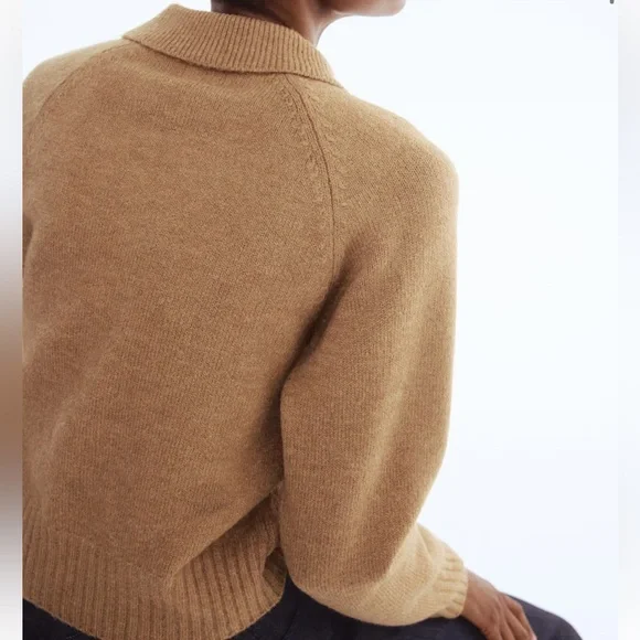 H&M sweater with collar dark beige - Picture 3 of 9